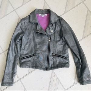 DKNY  METALLIC MOTO  BIKER JACKET 6